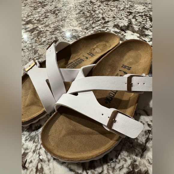 Birkenstock Sandals 🤍 Yao Slide Birko Floor Sandals White Sz 39 8 New - Picture 4 of 15